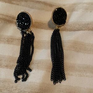 Elegant Black Tassel Earrings